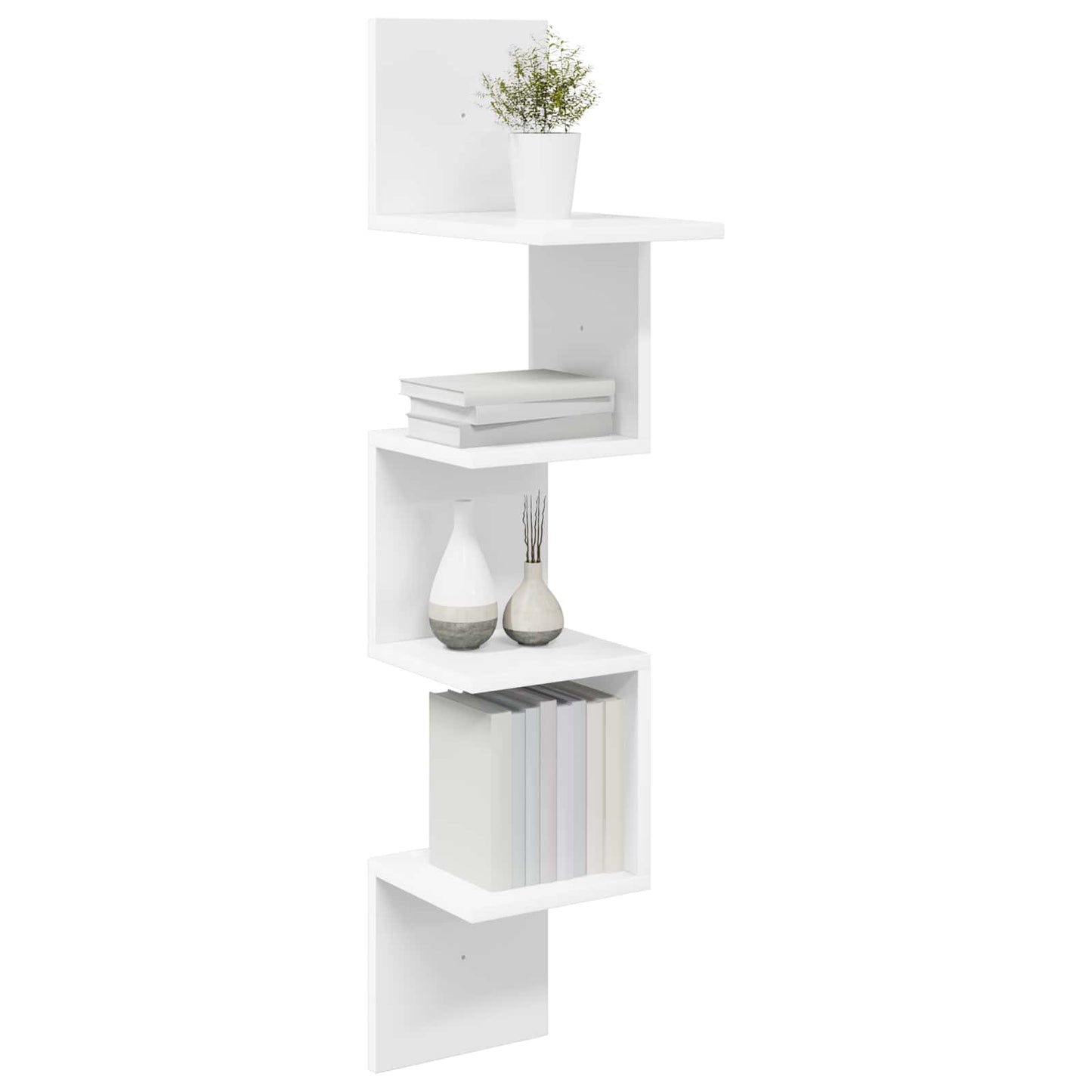 Wall Shelf Wall-Mounted White 32 x 21 x107 cm Engineered Wood