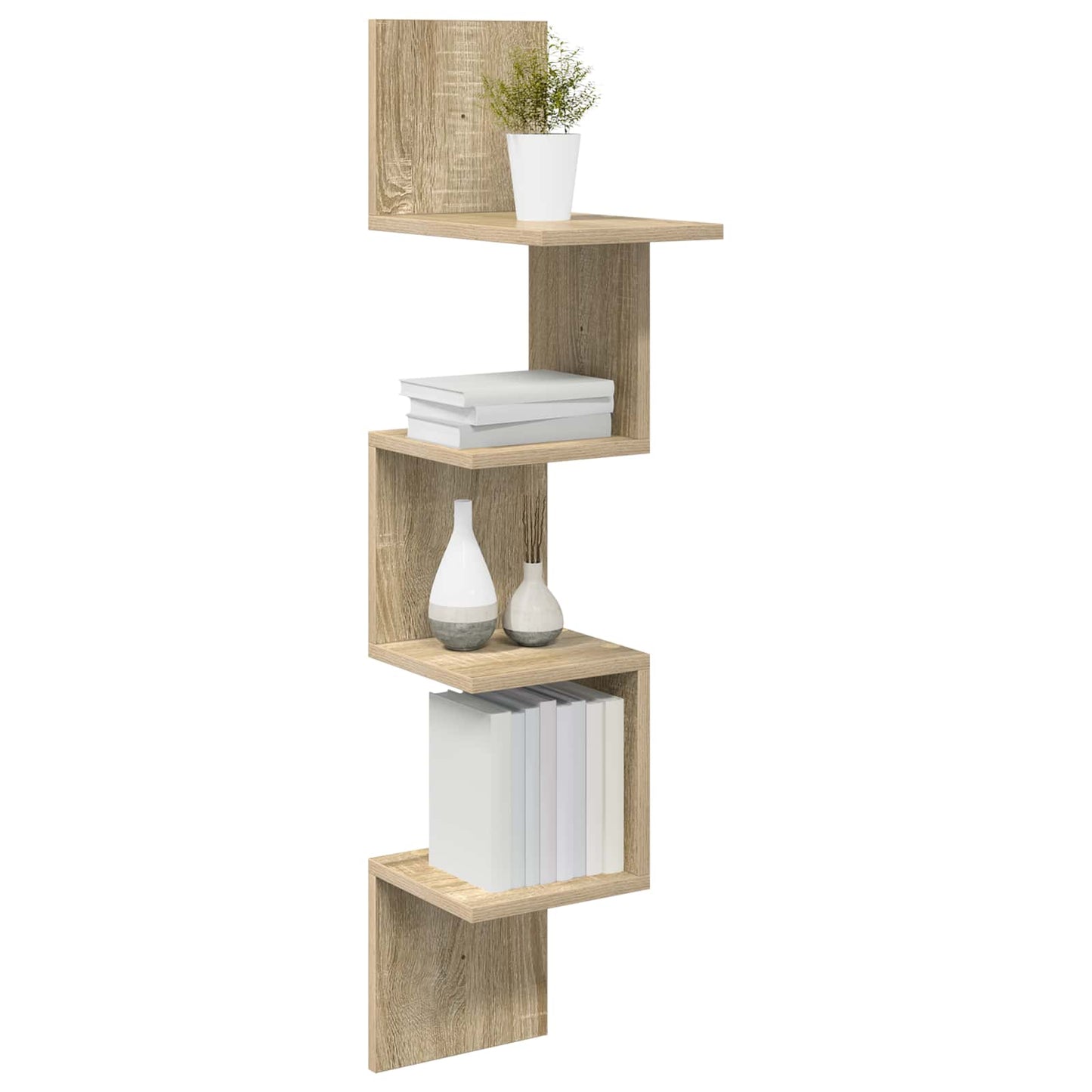 Wall Shelf Wall-Mounted Brown 32 x 21 x107 cm Engineered Wood