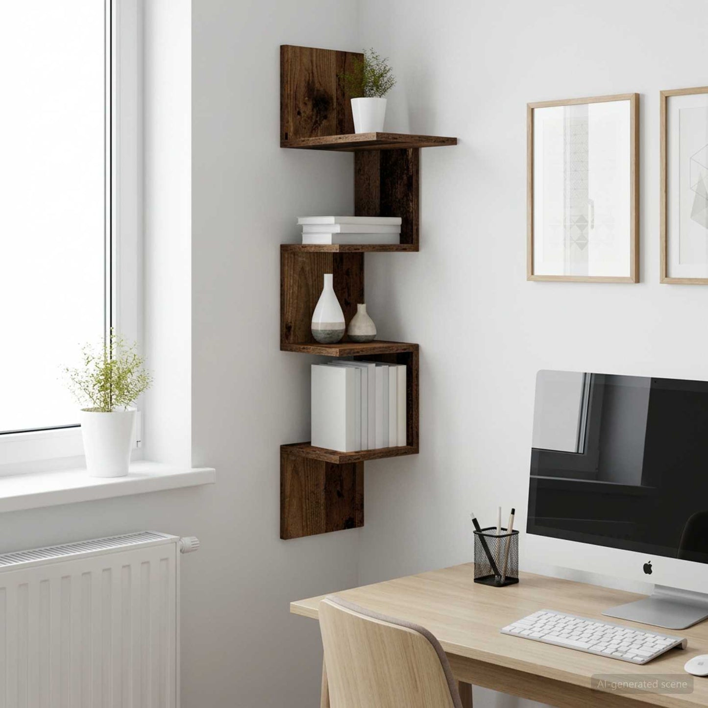 Wall Shelf Wall-Mounted Old Wood 32 x 21 x107 cm