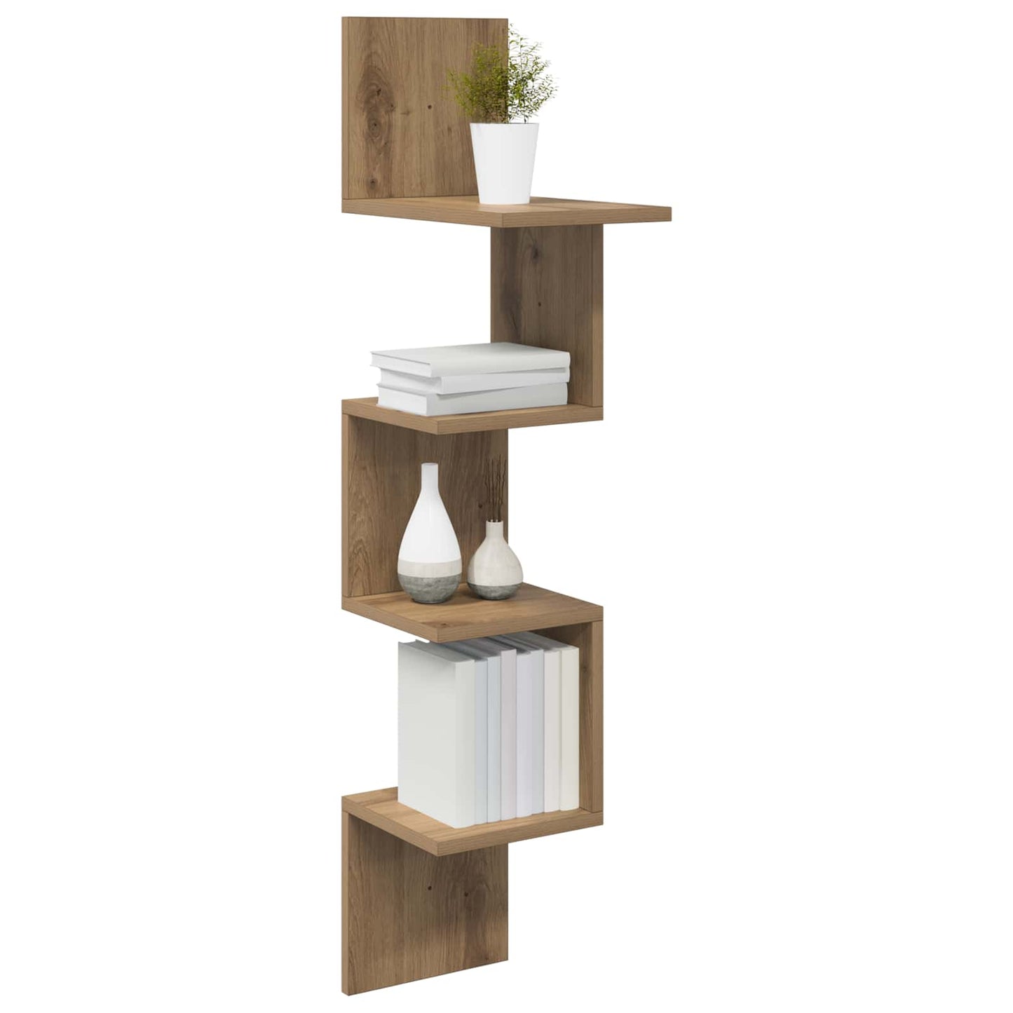 Wall Shelf Wall-Mounted Brown 32 x 21 x107 cm Engineered Wood