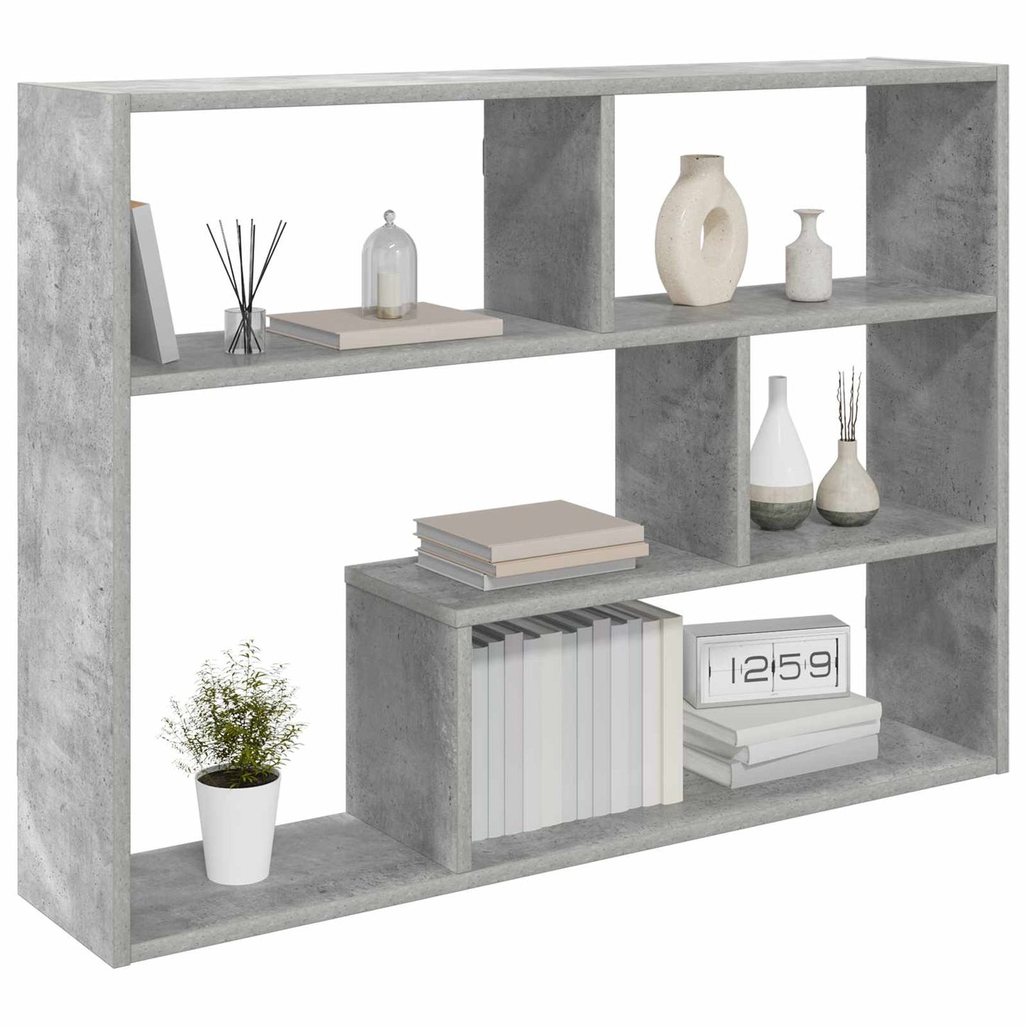 Wall Shelf Wall-Mounted Grey 95 x 20 x 69.5 cm Engineered Wood