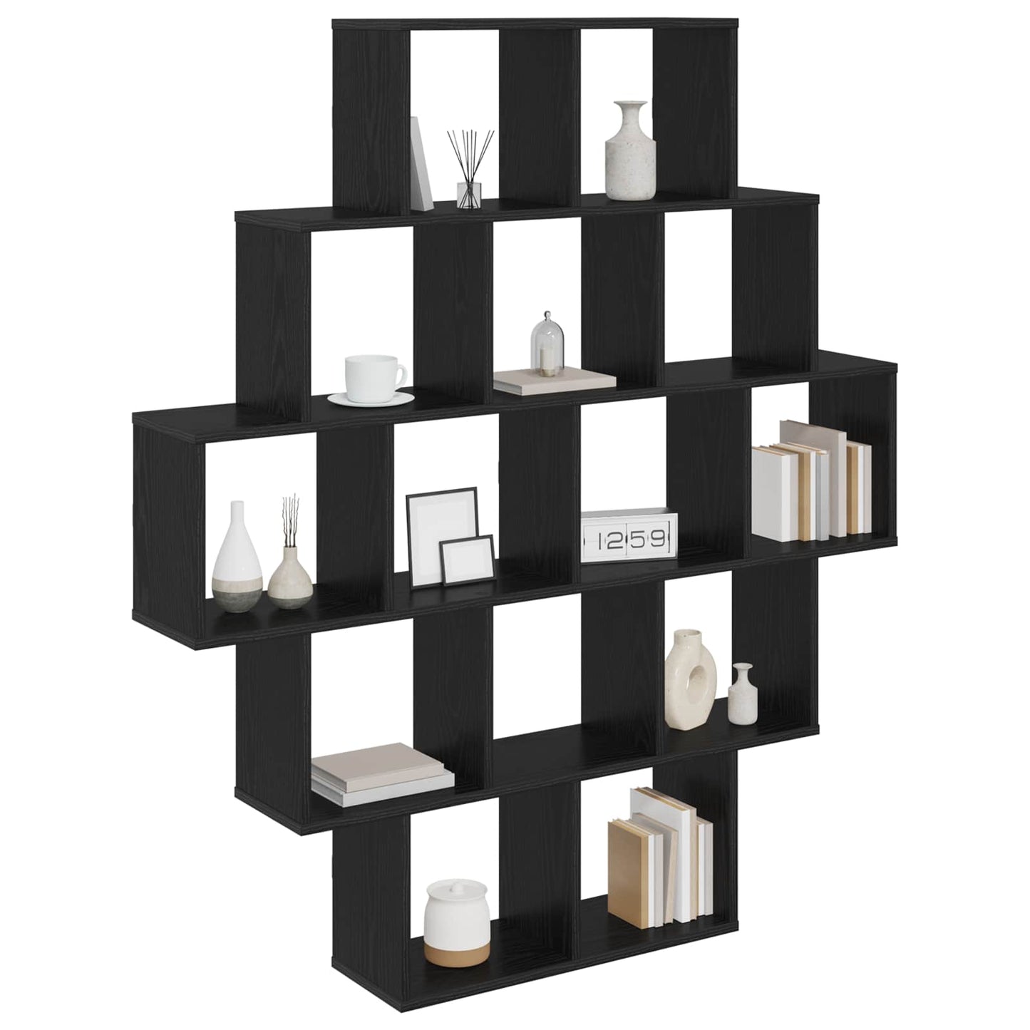 Wall Shelf Black Oak 120 x 20 x 136 cm Engineered Wood