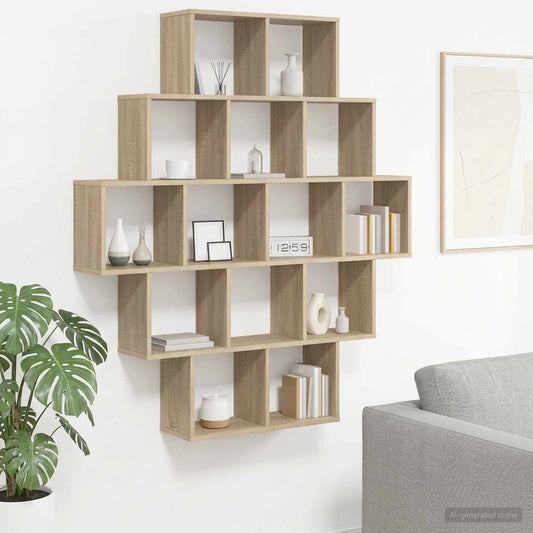 Wall Shelf Sonoma Oak 120 x 20 x 136 cm Engineered Wood