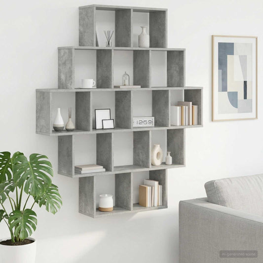 Wall Shelf Concrete Grey 120 x 20 x 136 cm Engineered Wood