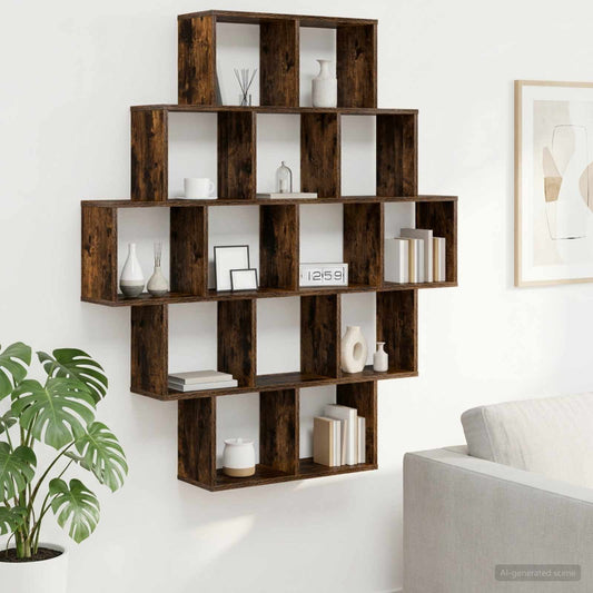 Wall Shelf Smoked Oak 120 x 20 x 136 cm Engineered Wood