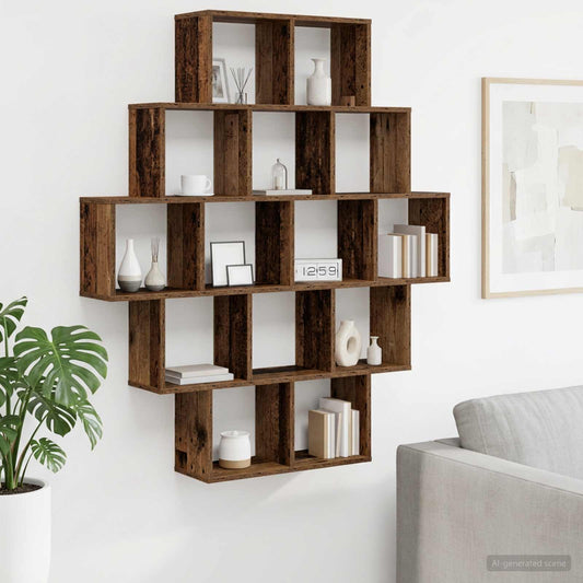 Wall Shelf Old Wood 120 x 20 x 136 cm Engineered Wood