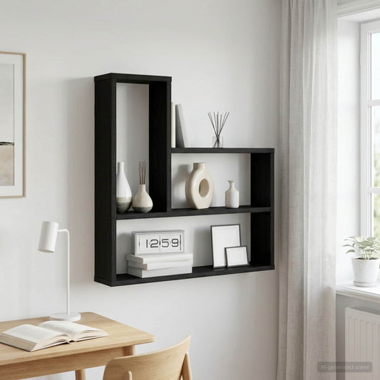 Wall Shelf Black Oak 60 x 11 x 60 cm Engineered Wood
