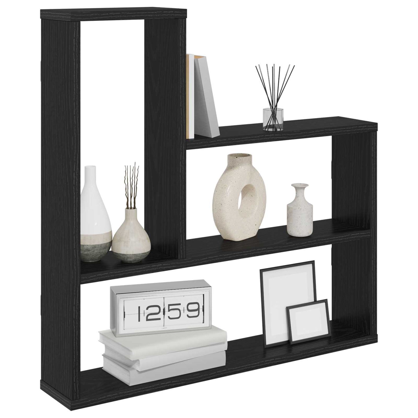 Wall Shelf Black Oak 60 x 11 x 60 cm Engineered Wood