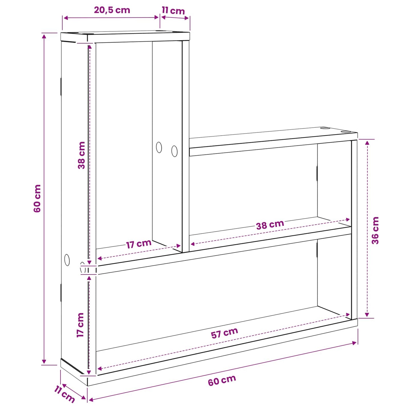 Wall Shelf Concrete Grey 60 x 11 x 60 cm Engineered Wood