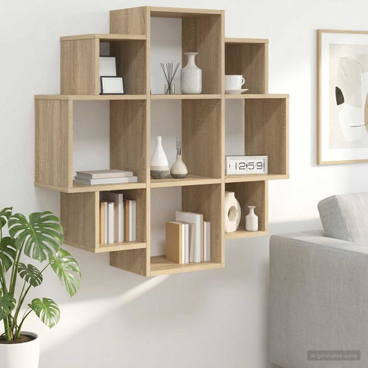 Wall Shelf Sonoma Oak 90 x 25 x 90 cm Engineered Wood