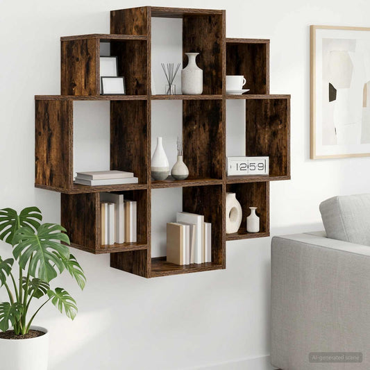 Wall Shelf Smoked Oak 90 x 25 x 90 cm Engineered Wood