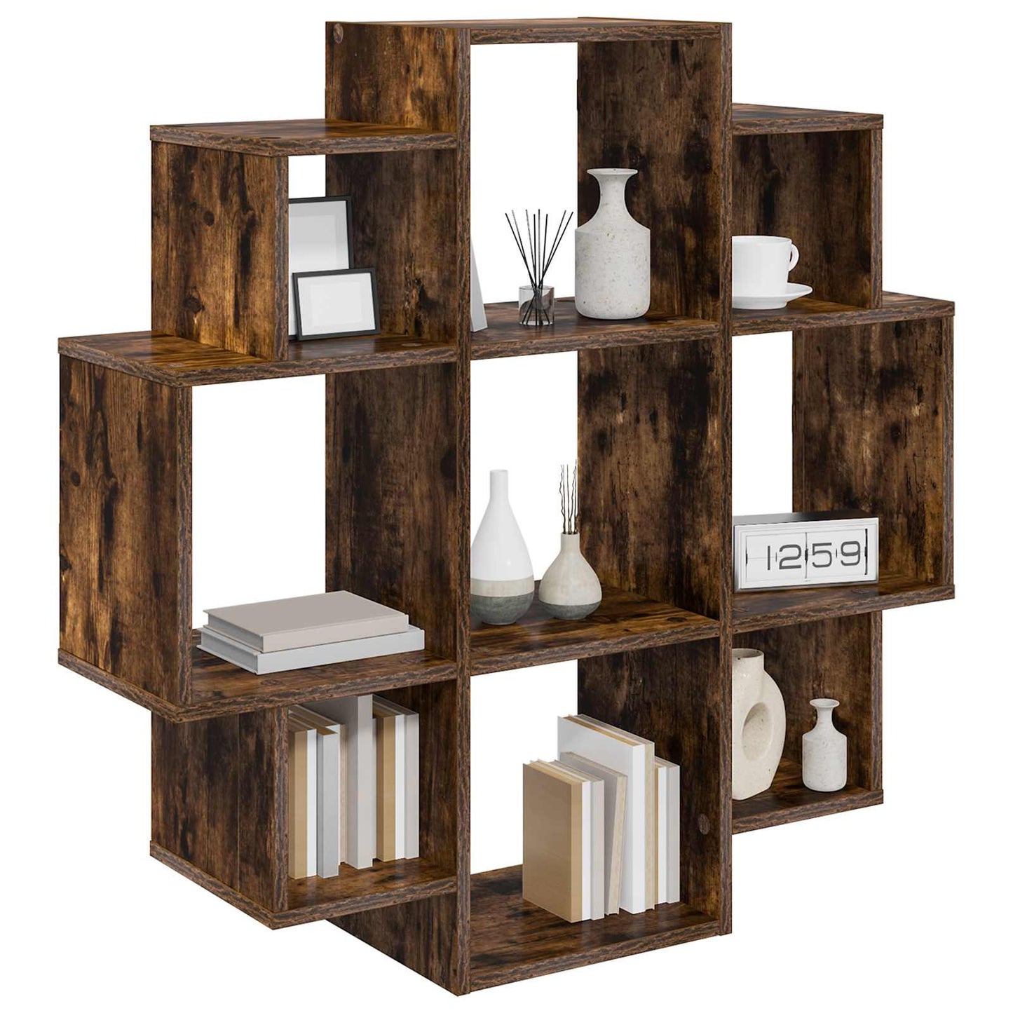 Wall Shelf Smoked Oak 90 x 25 x 90 cm Engineered Wood