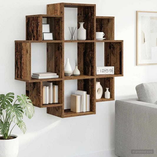 Wall Shelf Old Wood 90 x 25 x 90 cm Engineered Wood