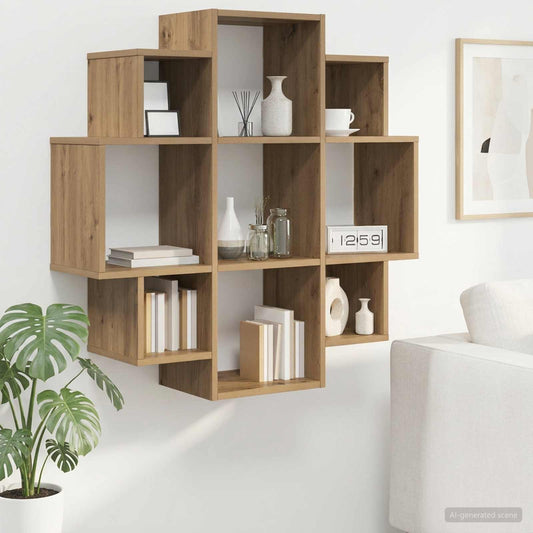 Wall Shelf Artisan Oak 90 x 25 x 90 cm Engineered Wood