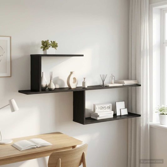 Wall Shelf Black Oak 122 x 18 x 60 cm Engineered Wood