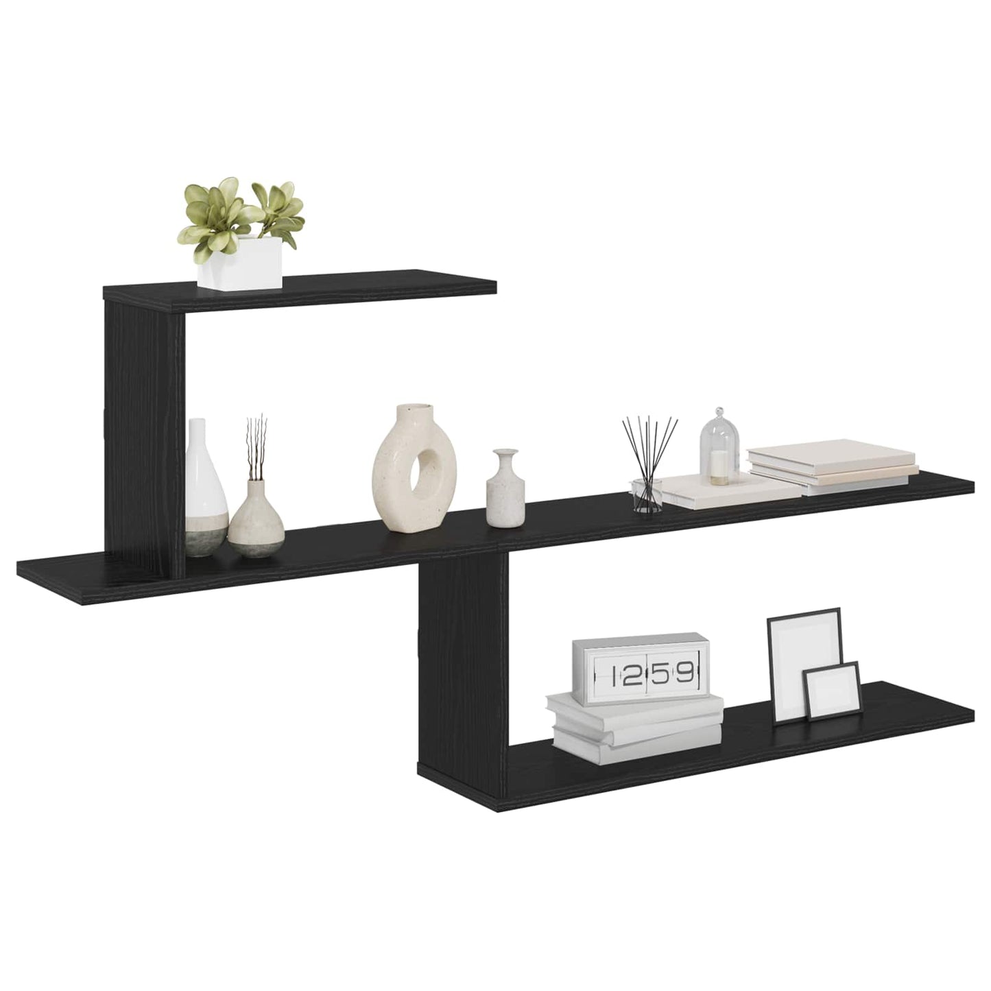 Wall Shelf Black Oak 122 x 18 x 60 cm Engineered Wood