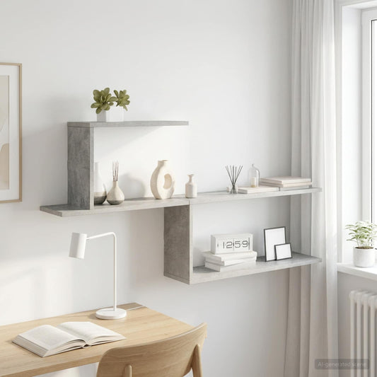 Wall Shelf Concrete Grey 122 x 18 x 60 cm Engineered Wood