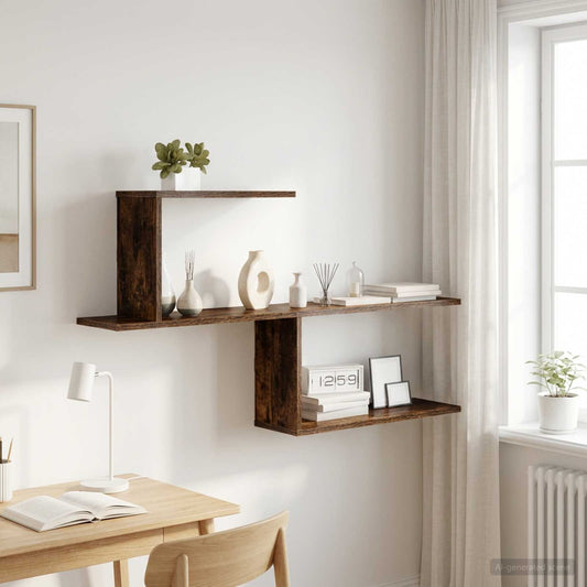 Wall Shelf Smoked Oak 122 x 18 x 60 cm Engineered Wood