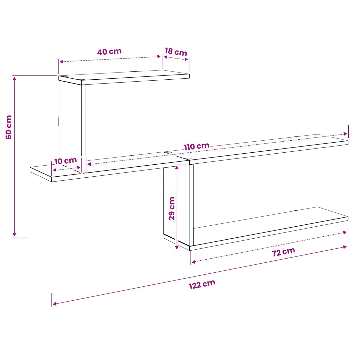 Wall Shelf Smoked Oak 122 x 18 x 60 cm Engineered Wood