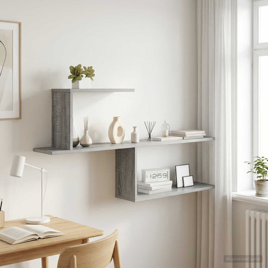 Wall Shelf Grey Sonoma 122 x 18 x 60 cm Engineered Wood