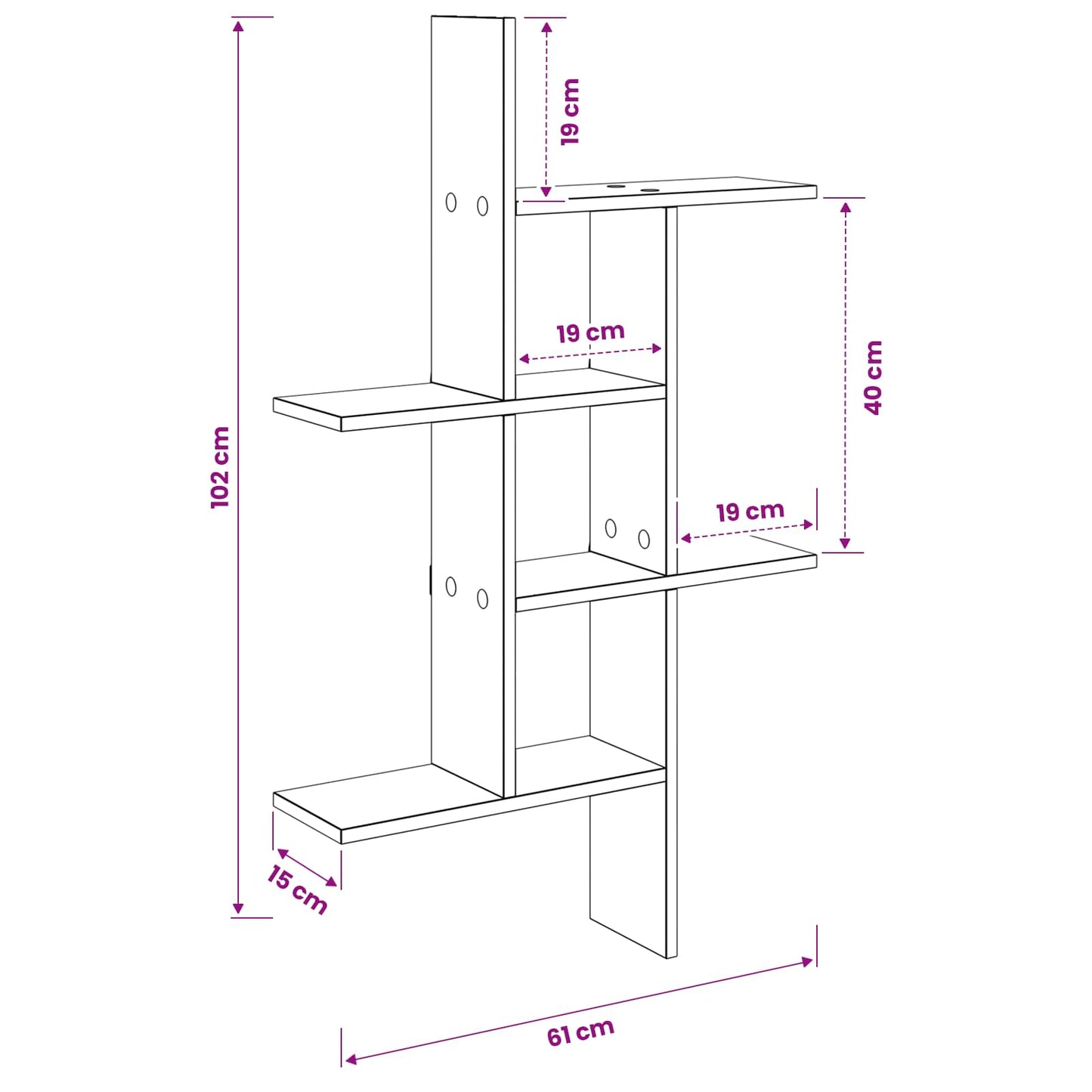 Wall Shelf Concrete Grey 61 x 15 x 102 cm Engineered Wood