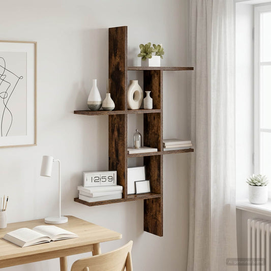 Wall Shelf Smoked Oak 61 x 15 x 102 cm Engineered Wood