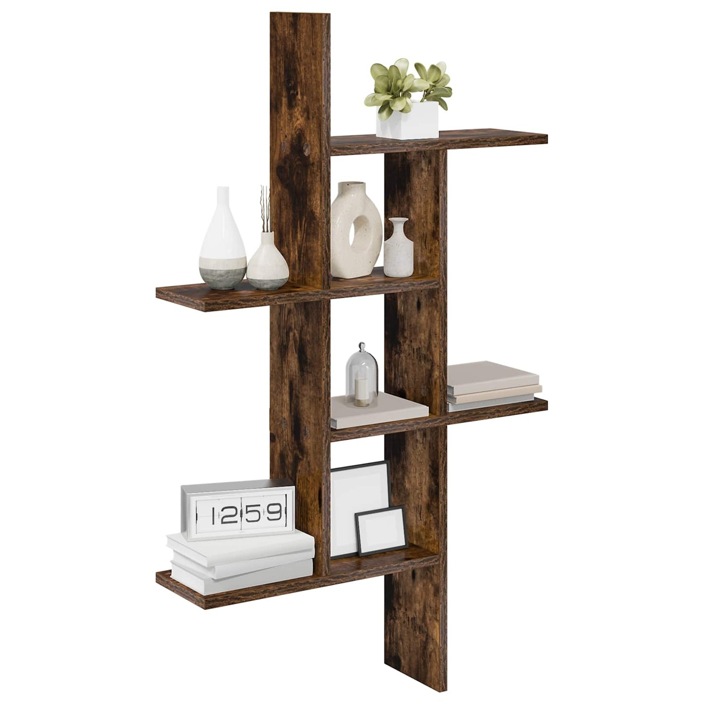 Wall Shelf Smoked Oak 61 x 15 x 102 cm Engineered Wood