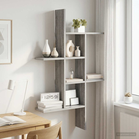 Wall Shelf Grey Sonoma 61 x 15 x 102 cm Engineered Wood