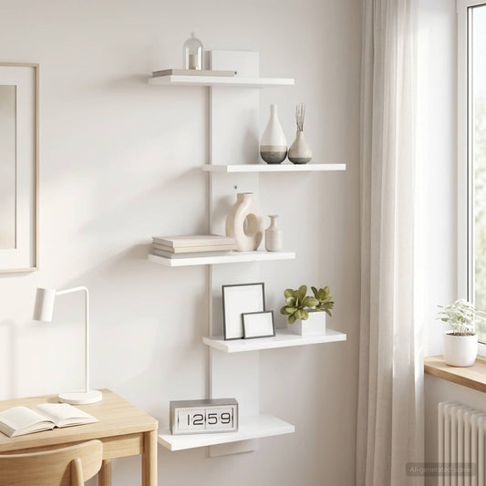 Wall Floating Shelf White 48.5 x 15 x 101 cm Engineered Wood