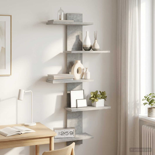 Wall Floating Shelf Concrete Grey 48.5 x 15 x 101 cm