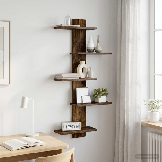 Wall Floating Shelf Smoked Oak 48.5 x 15 x 101 cm