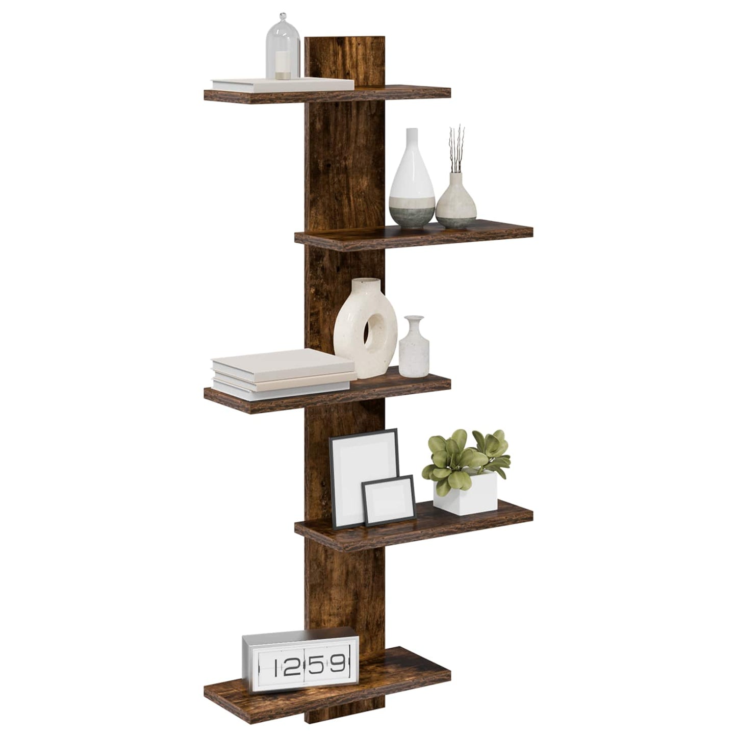 Wall Floating Shelf Smoked Oak 48.5 x 15 x 101 cm