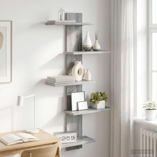 Wall Floating Shelf Grey Sonoma 48.5 x 15 x 101 cm