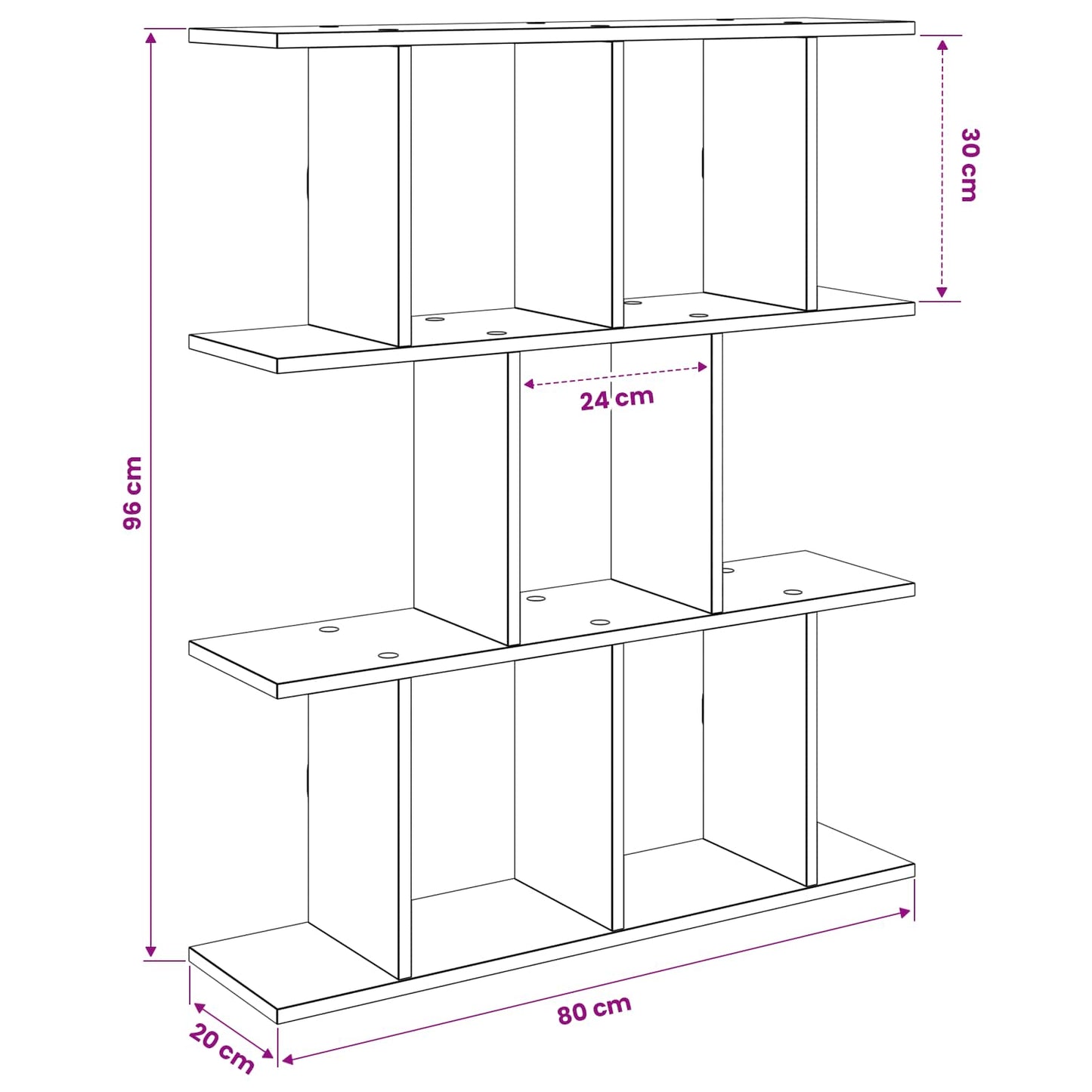 Wall Shelf White 80 x 20 x 96 cm Engineered Wood