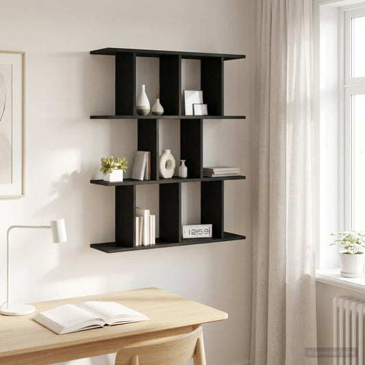 Wall Shelf Black Oak 80 x 20 x 96 cm Engineered Wood