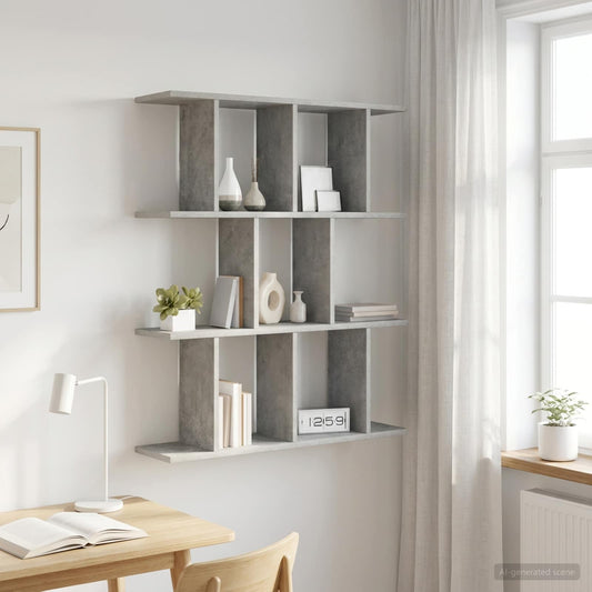 Wall Shelf Concrete Grey 80 x 20 x 96 cm Engineered Wood