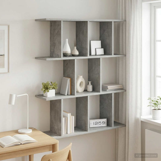 Wall Shelf Concrete Grey 102 x 20 x 96 cm Engineered Wood