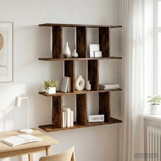 Wall Shelf Smoked Oak 102 x 20 x 96 cm Engineered Wood