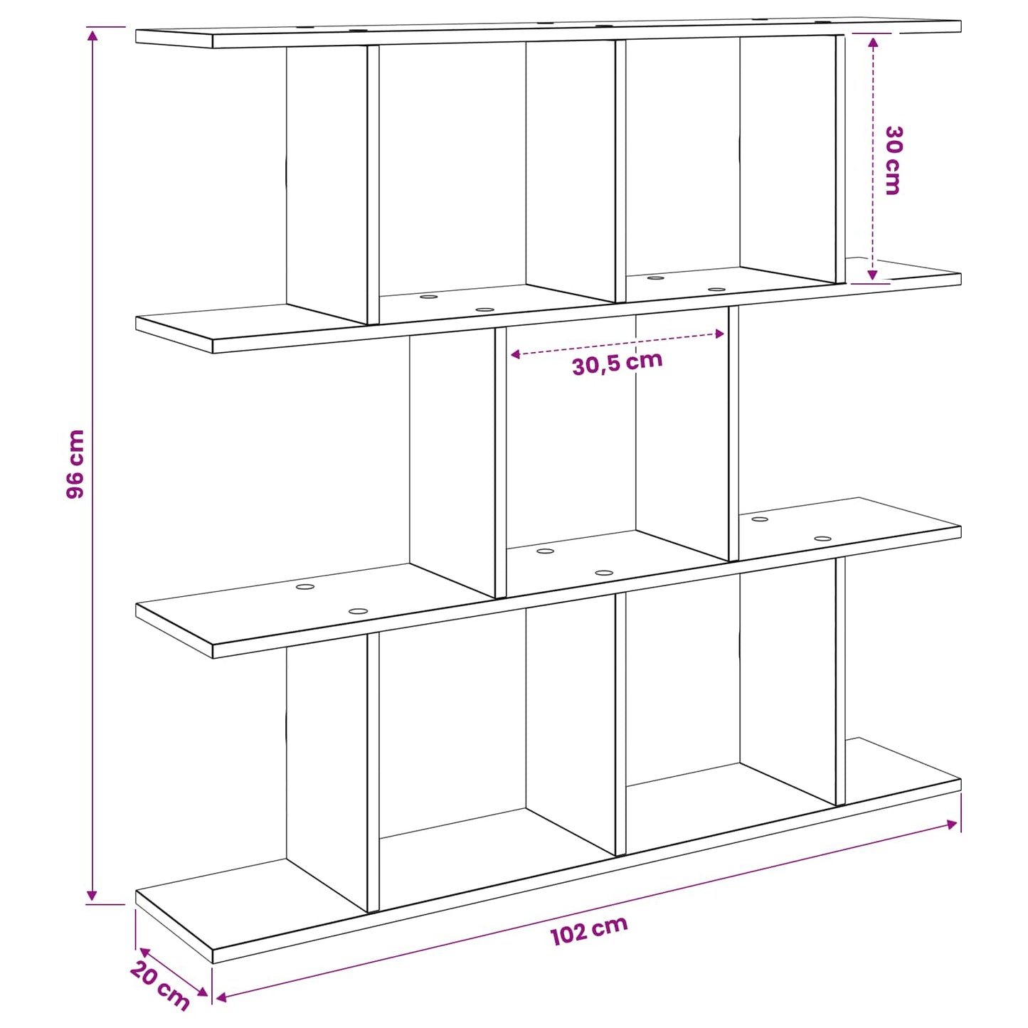 Wall Shelf Artisan Oak 102 x 20 x 96 cm Engineered Wood