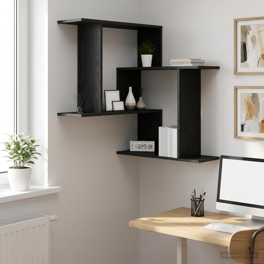 Wall Shelf Black Oak 67 x 67 x 87 cm Engineered Wood