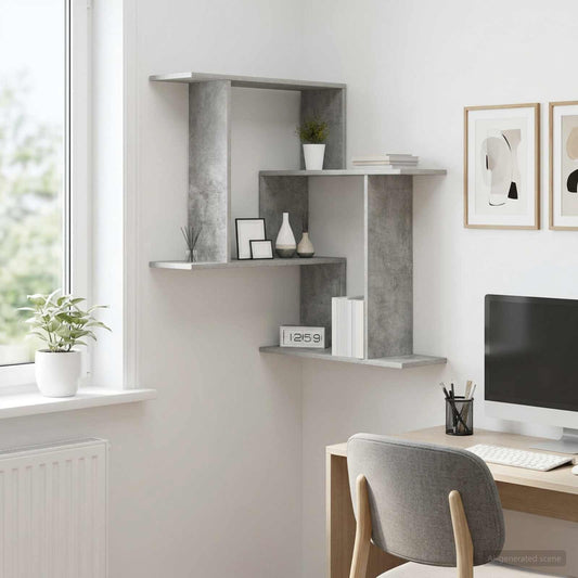 Wall Shelf Concrete Grey 67 x 67 x 87 cm Engineered Wood