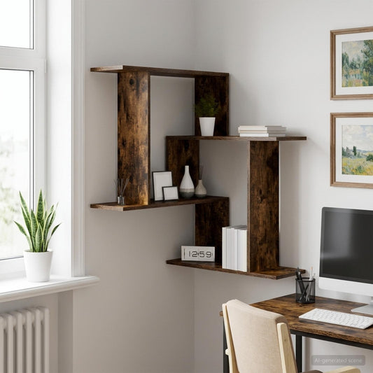 Wall Shelf Smoked Oak 67 x 67 x 87 cm Engineered Wood