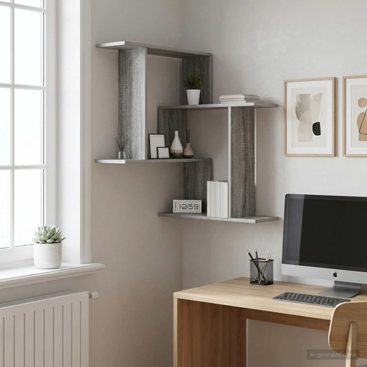 Wall Shelf Grey Sonoma 67 x 67 x 87 cm Engineered Wood