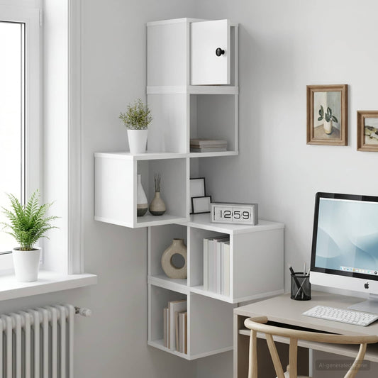 Wall Corner Shelf White 48 x 48 x 120 cm Engineered Wood
