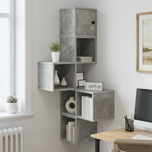 Wall Corner Shelf Concrete Grey 48 x 48 x 120 cm