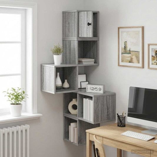 Wall Corner Shelf Grey Sonoma 48 x 48 x 120 cm Engineered Wood