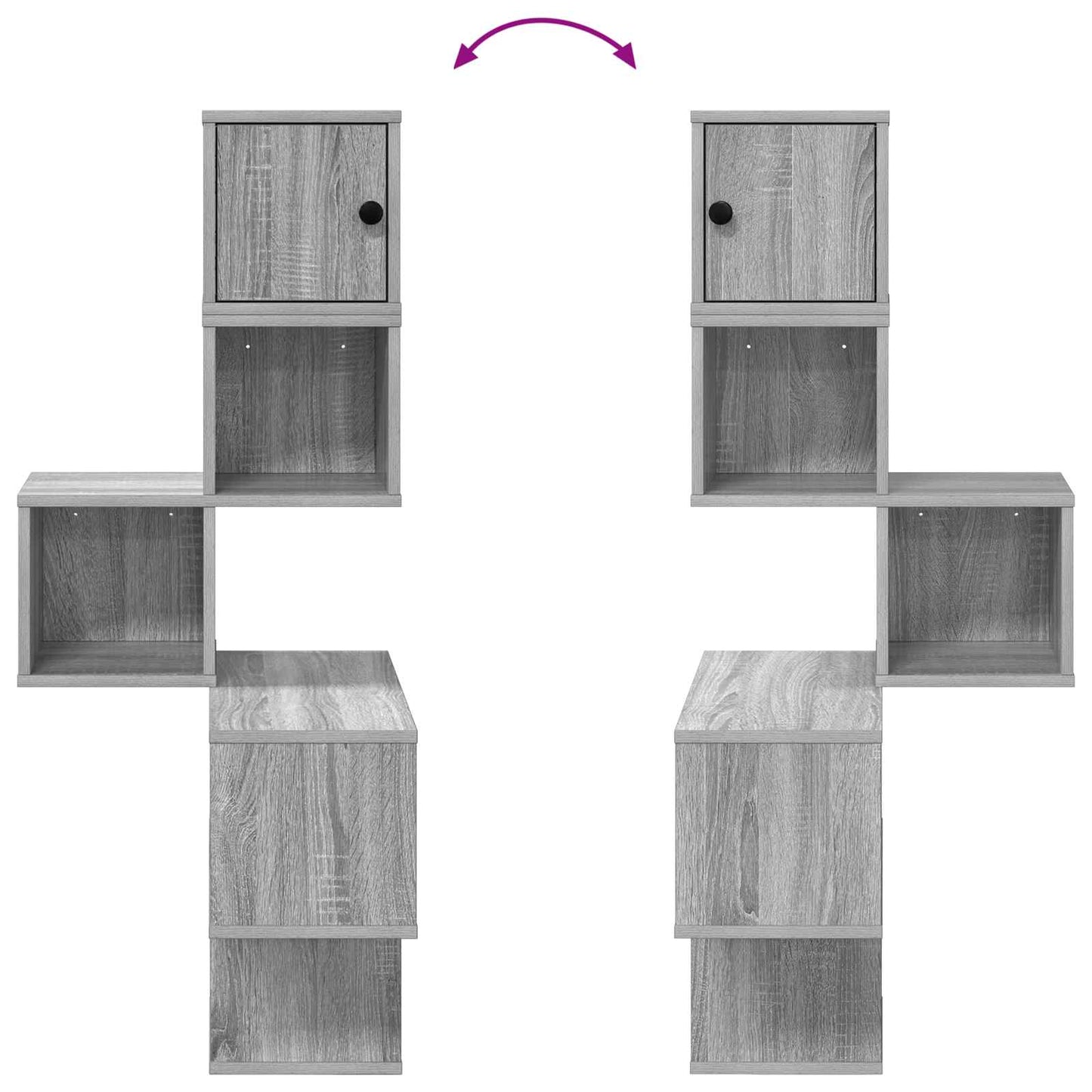 Wall Corner Shelf Grey Sonoma 48 x 48 x 120 cm Engineered Wood