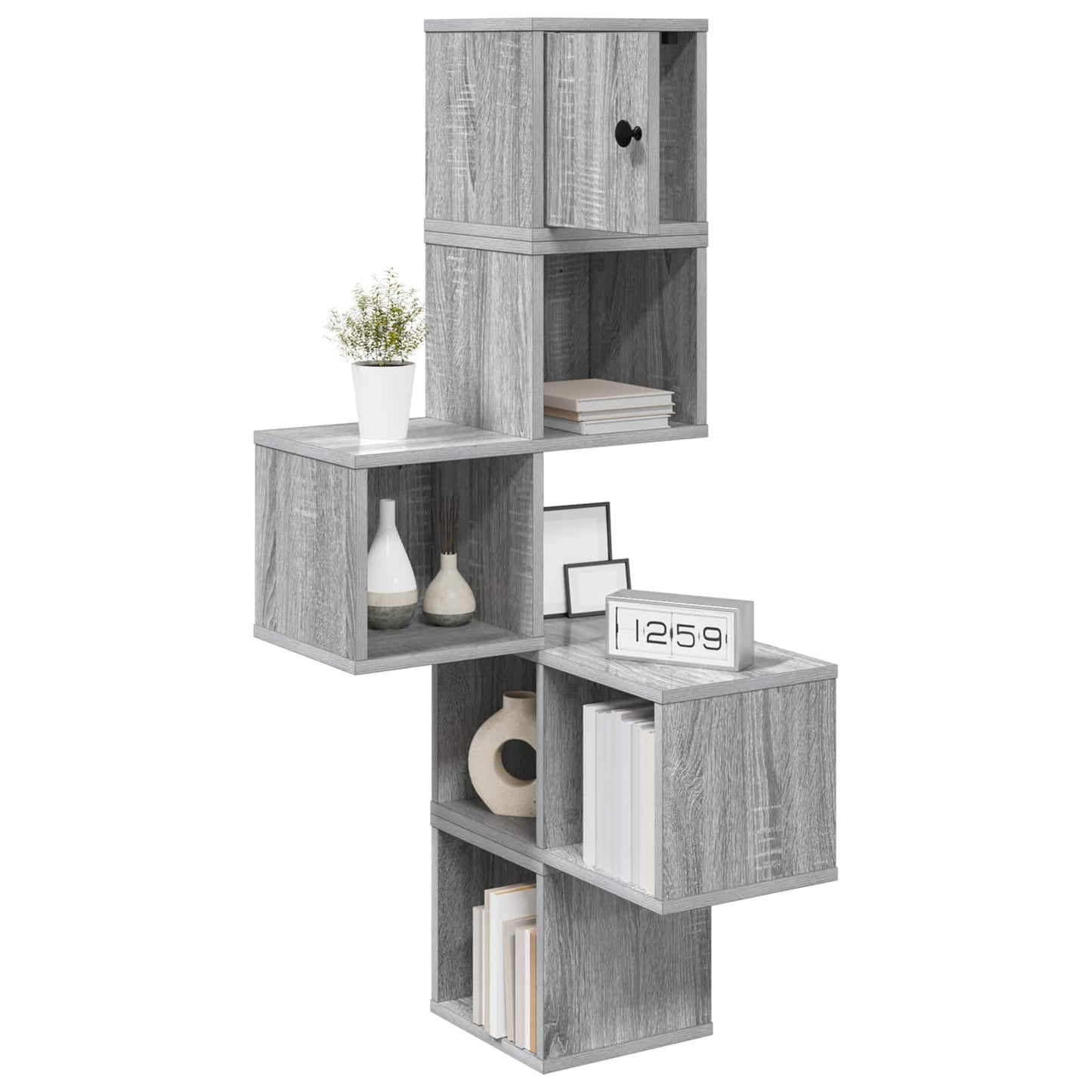 Wall Corner Shelf Grey Sonoma 48 x 48 x 120 cm Engineered Wood