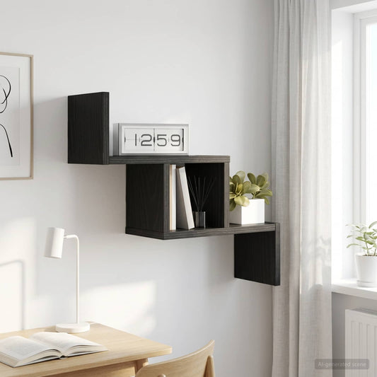 Wall Shelf Black Oak 48 x 15 x 42 cm Engineered Wood