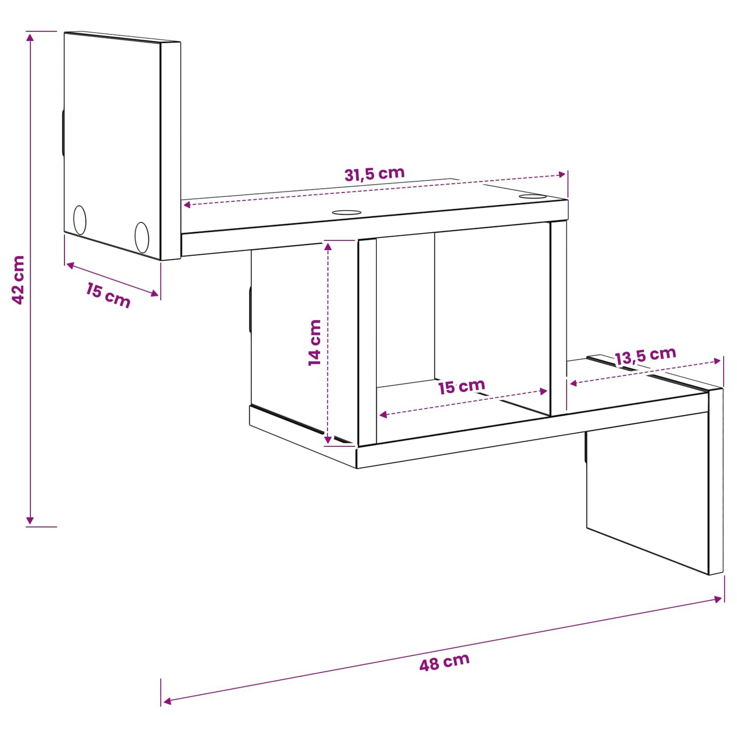Wall Shelf Smoked Oak 48 x 15 x 42 cm Engineered Wood